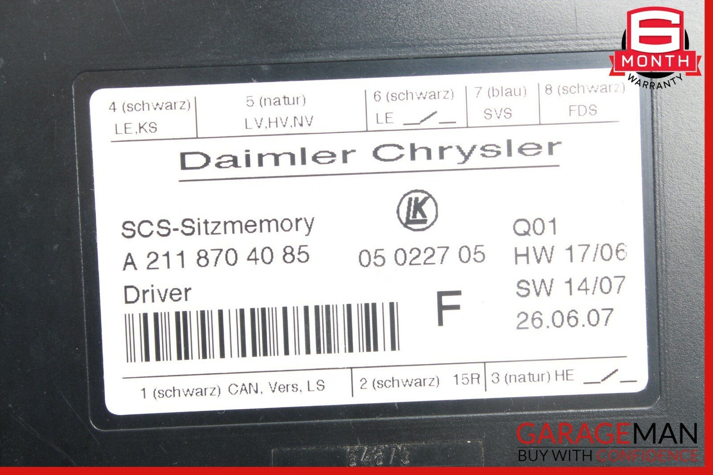 06-09 Mercedes W211 E350 CLS350 Front Left Seat Adjustment Control Module Unit