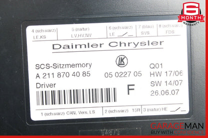 06-09 Mercedes W211 E350 CLS350 Front Left Seat Adjustment Control Module Unit