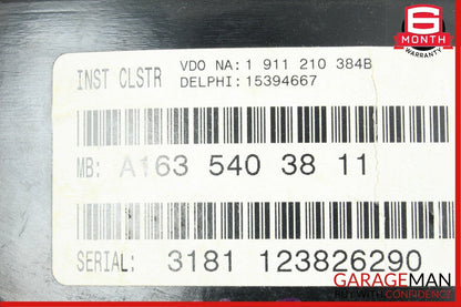 02-05 Mercedes W163 ML320 ML500 ML350 Instrument Cluster Speedometer OEM