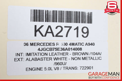 06-12 Mercedes W251 R320 R500 Rear Trunk Subwoofer Speaker 2518200002 OEM