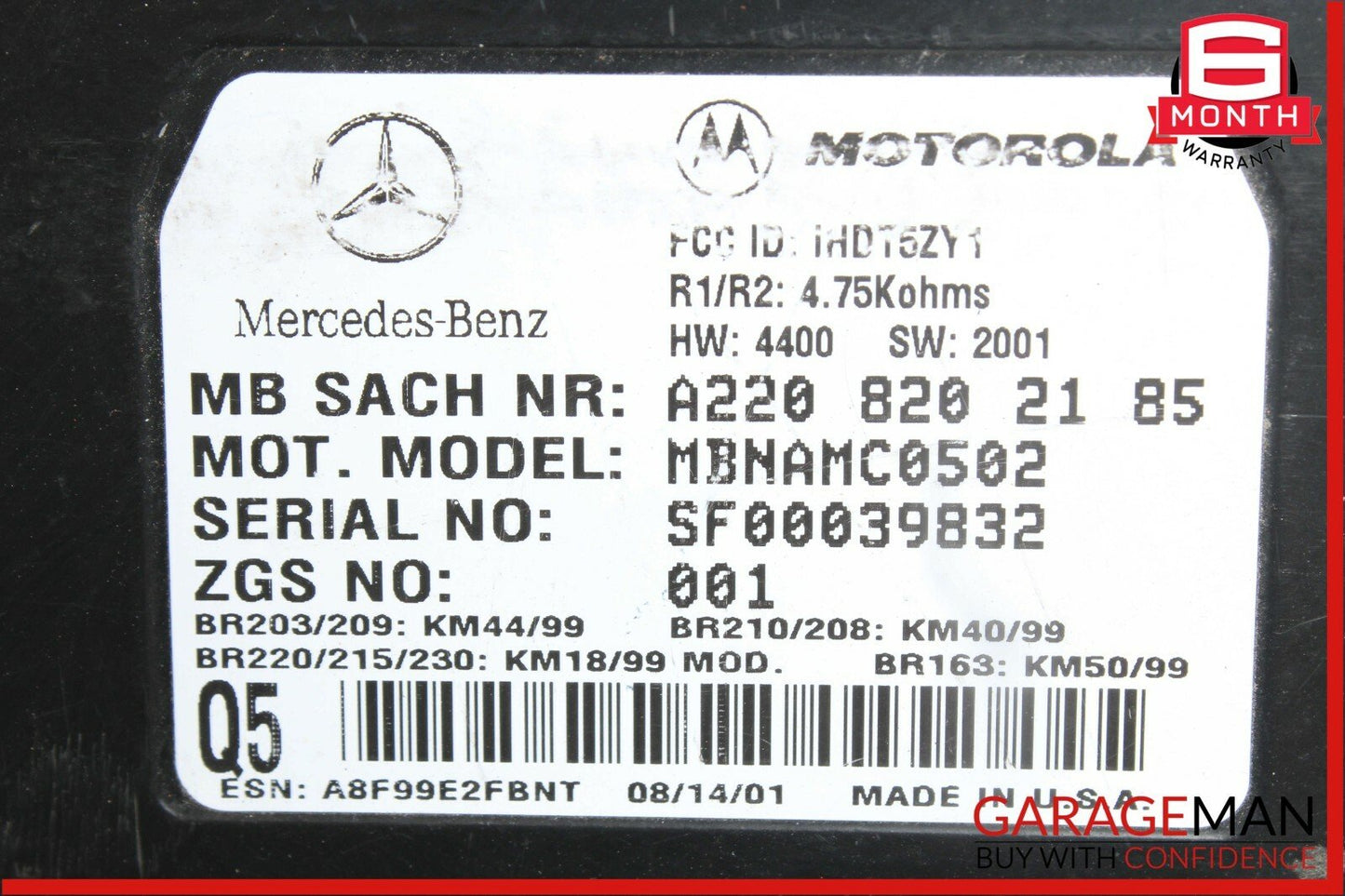98-06 Mercedes ML320 S600 CL500 Telephone Phone Voice Control Module Unit OEM