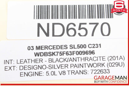 03-12 Mercedes R230 SL500 SL55 SL600 Front Right Side Door Control Module OEM