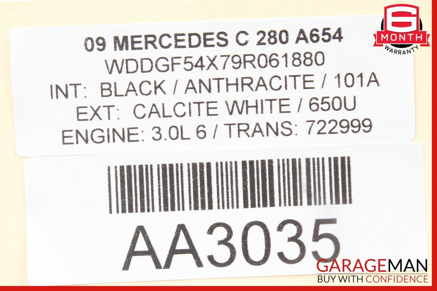08-11 Mercedes W204 C300 C250 Interior Rear View Mirror Black OEM