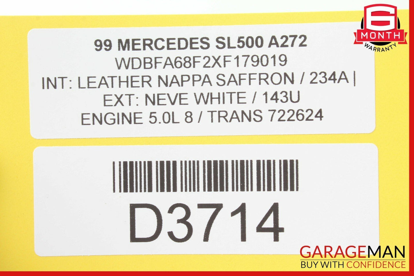 90-02 Mercedes R129 300SL SL500 Rear Lower Hard Top Trim Panel Cover 1297900045