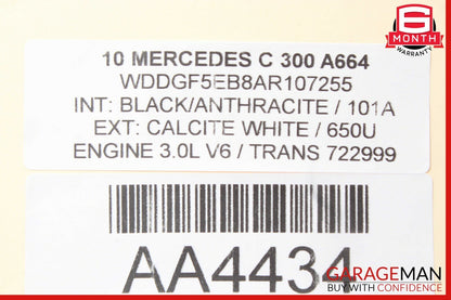08-14 Mercedes W204 C300 C350 Front Right Side Sunvisor Sun Visor Black
