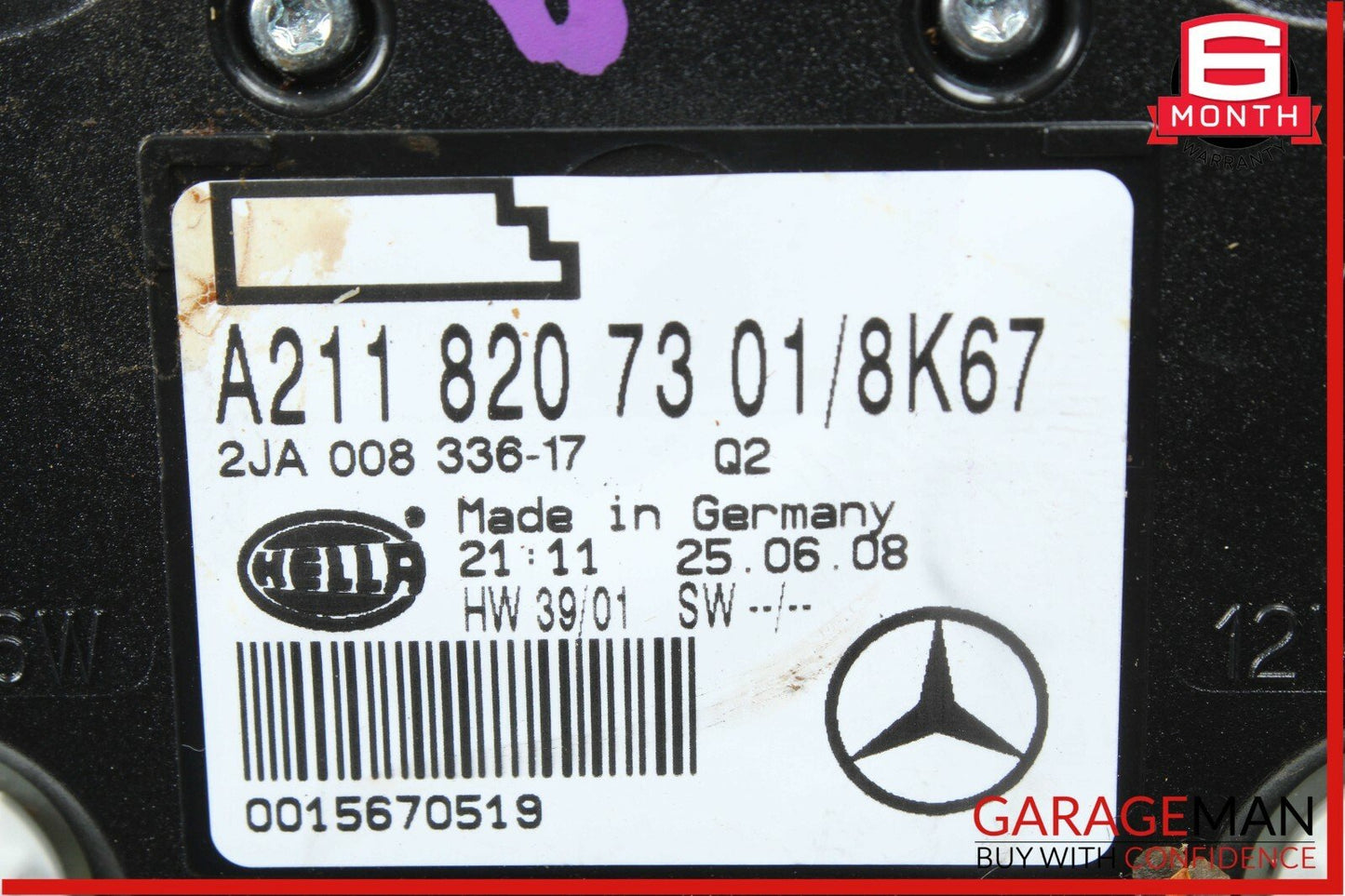 07-09 Mercedes W211 E350 E550 E63 AMG Rear Overhead Dome Light Reading Map Brown