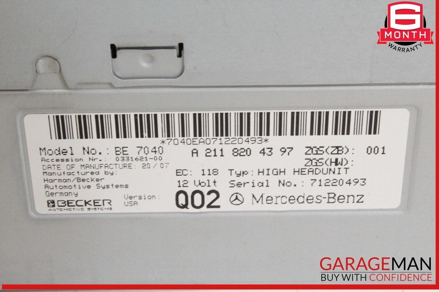 03-08 Mercedes W211 E320 Command Head Unit Navigation Radio CD 2118204397 OEM