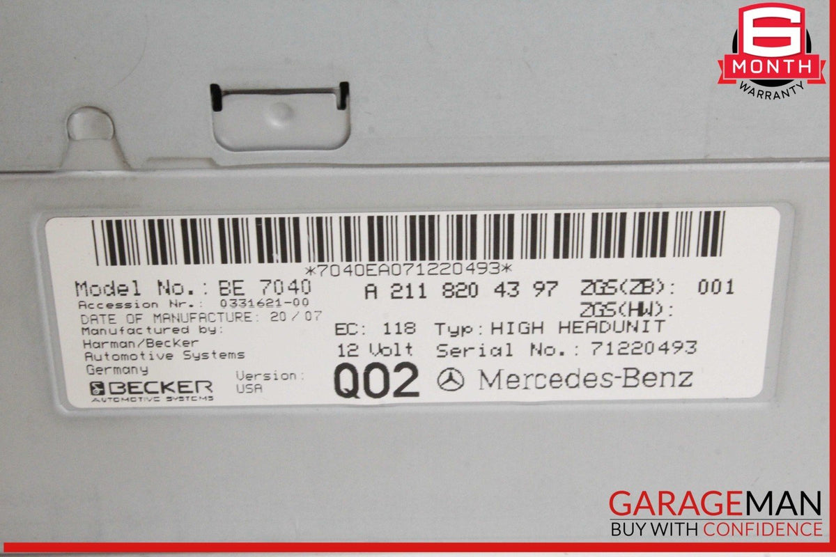 03-08 Mercedes W211 E320 Command Head Unit Navigation Radio CD 2118204397 OEM