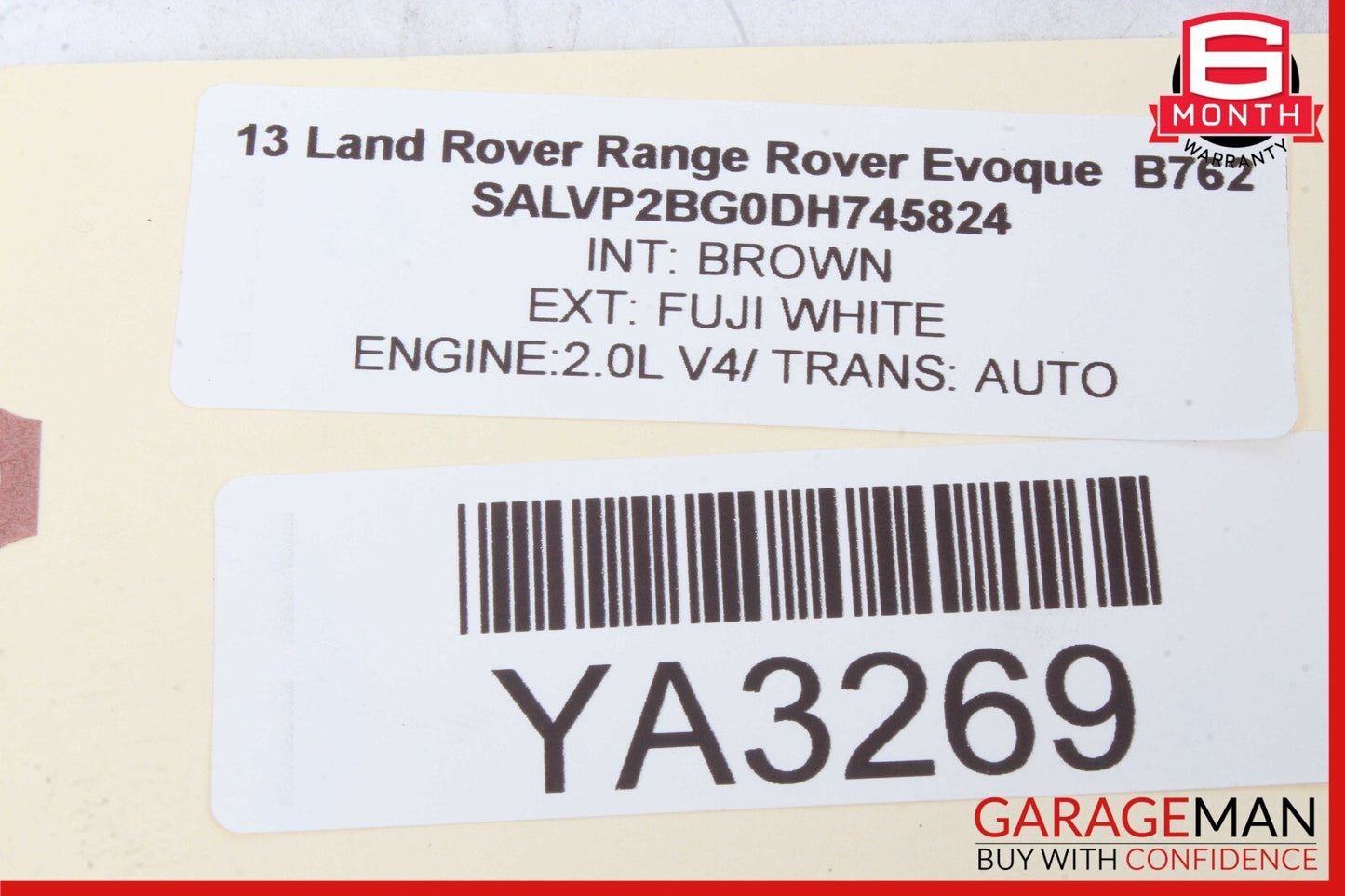 12-13 LR Range Rover Evoque L538 Right Side Rear View Mirror w/o Glass White OEM
