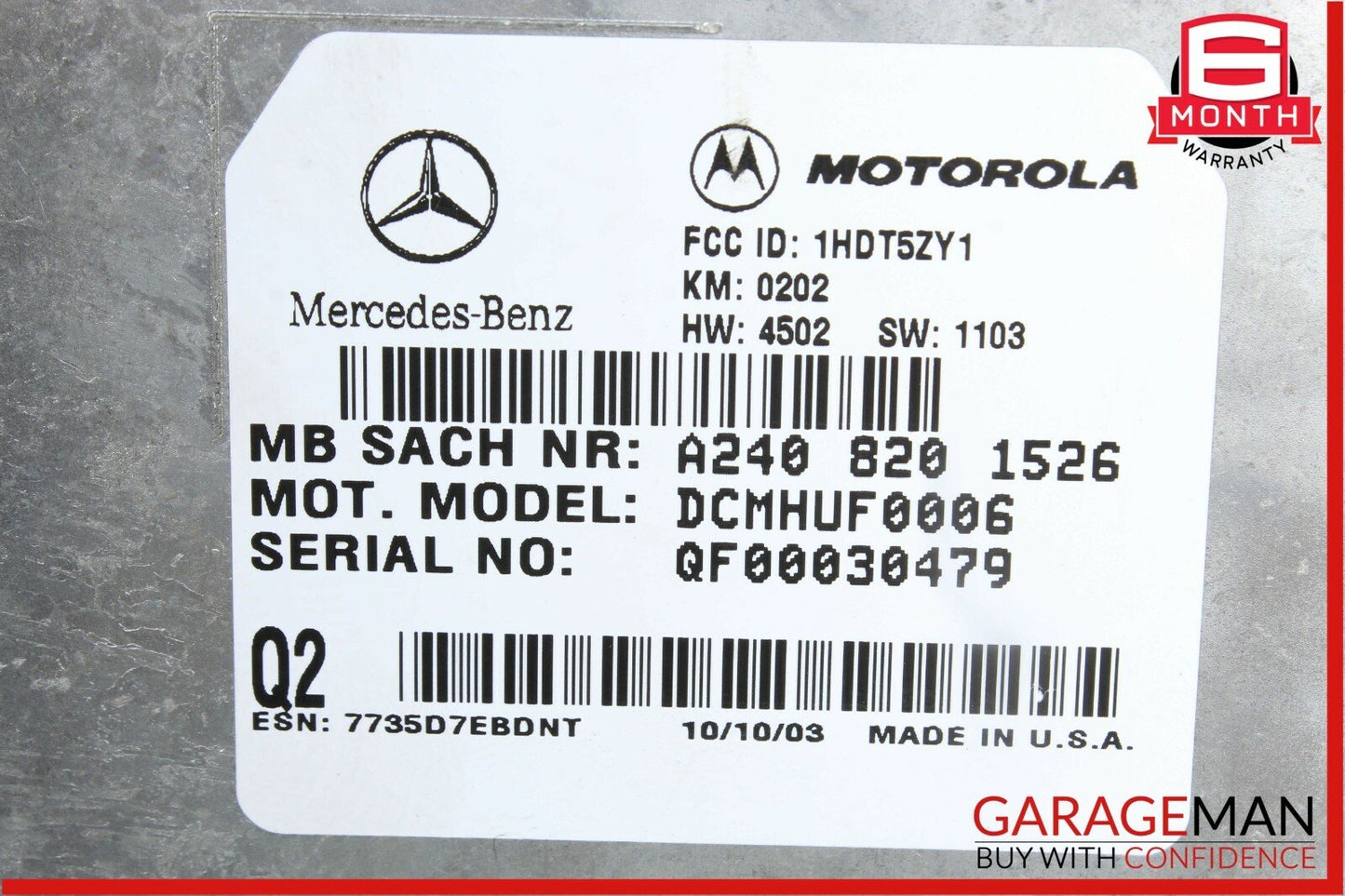 00-06 Mercedes E320 CL600 CLK350 Voice Command Control Module 2408201526 OEM