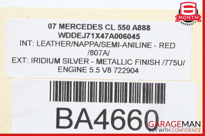 07-14 Mercedes W216 CL550 Front Right Side Center Console Trim Cover Panel OEM