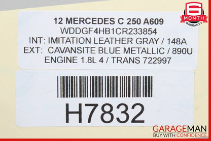 12-14 Mercedes W204 C250 Keyless Go Rear Left Exterior Door Handle w/ Actuator