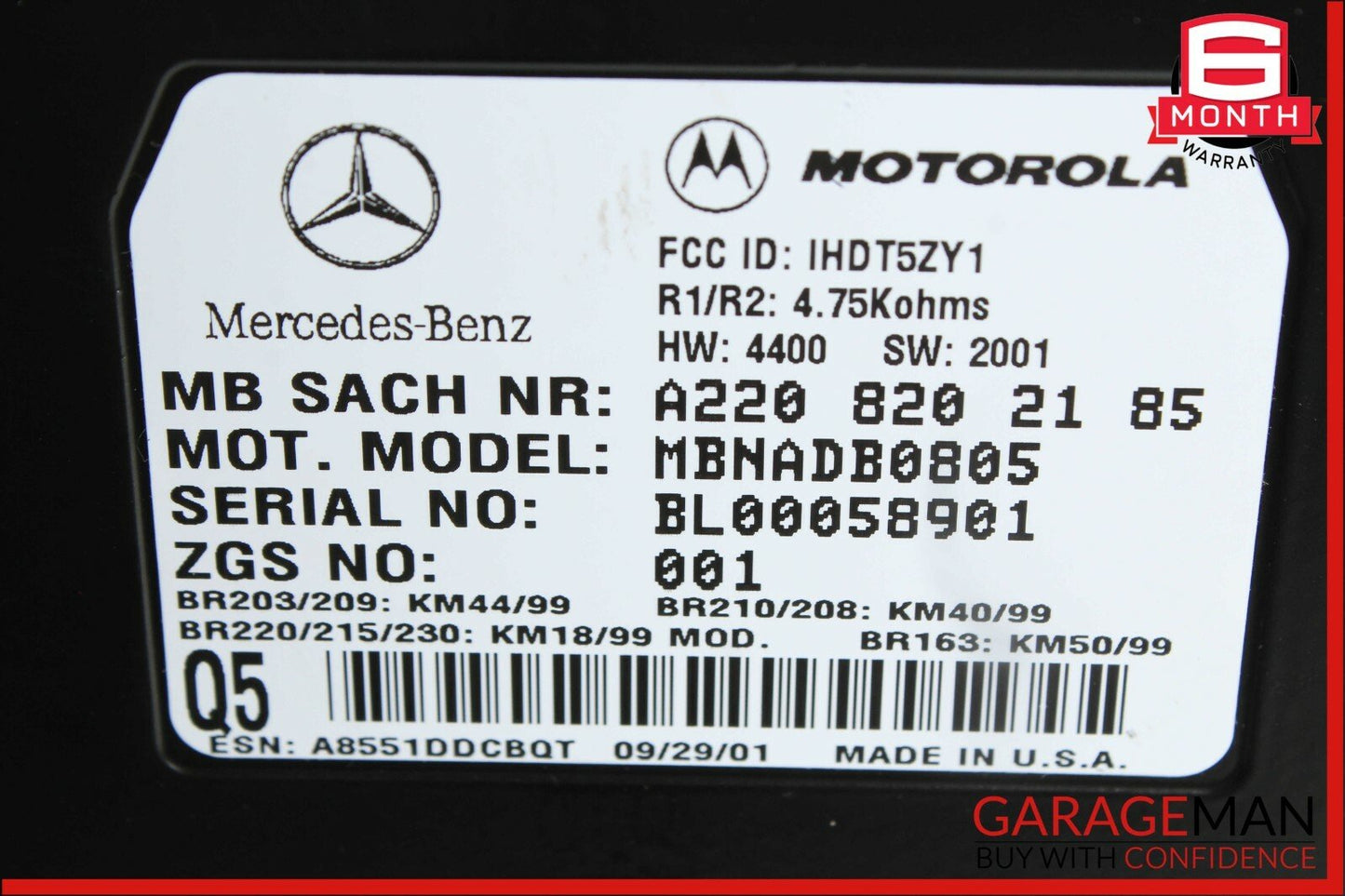 00-06 Mercedes R230 SL500 S500 Telephone Phone Bluetooth Voice Control Module