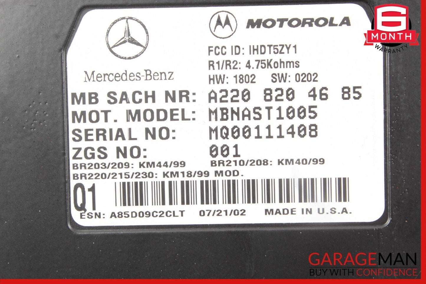 00-09 Mercedes W208 CLK430 SL550 Voice Command Control Module OEM