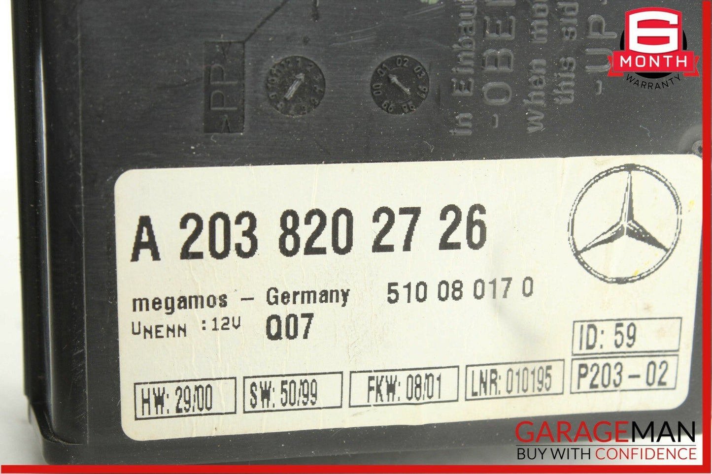 Mercedes W220 S55 AMG C230 CLK500 Anti Theft Alarm Module 2038202726 OEM