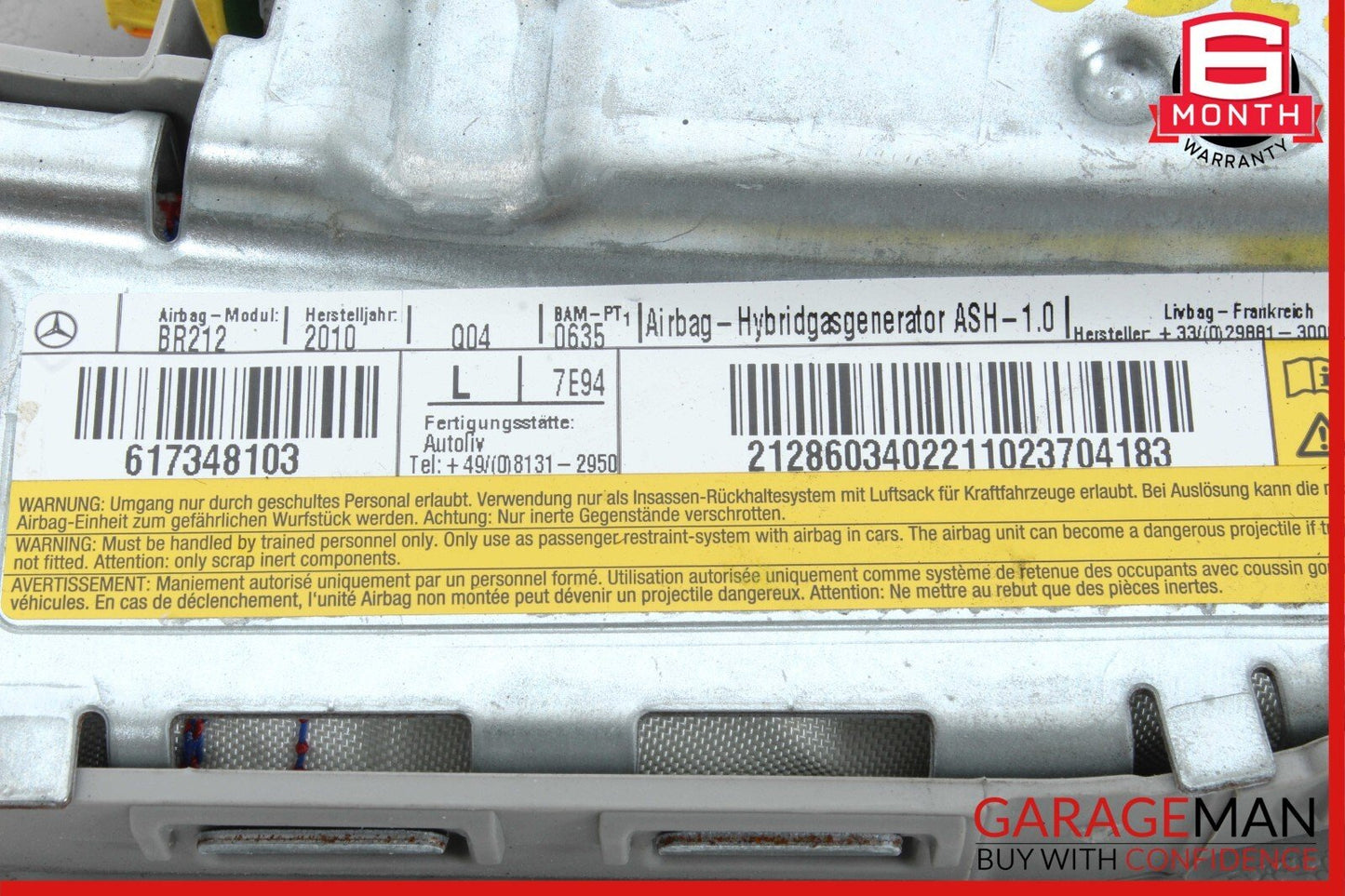 10-18 Mercedes W212 E350 CLS550 Front Left Side Seat Side Airbag Air Bag Gray
