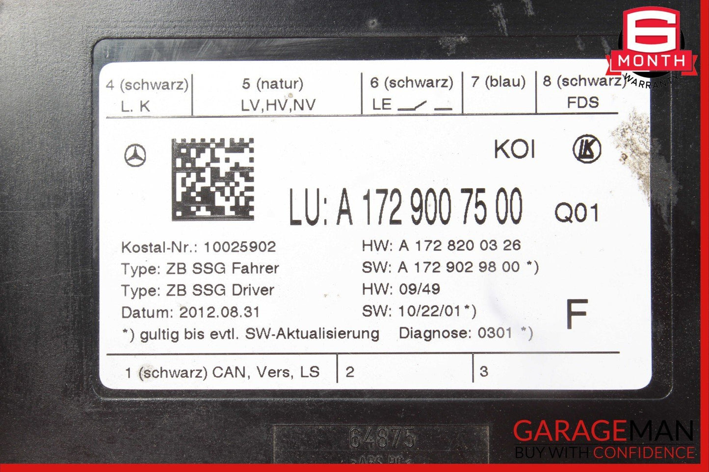 12-14 Mercedes W204 C250 C350 Front Left Driver Side Seat Controller Module