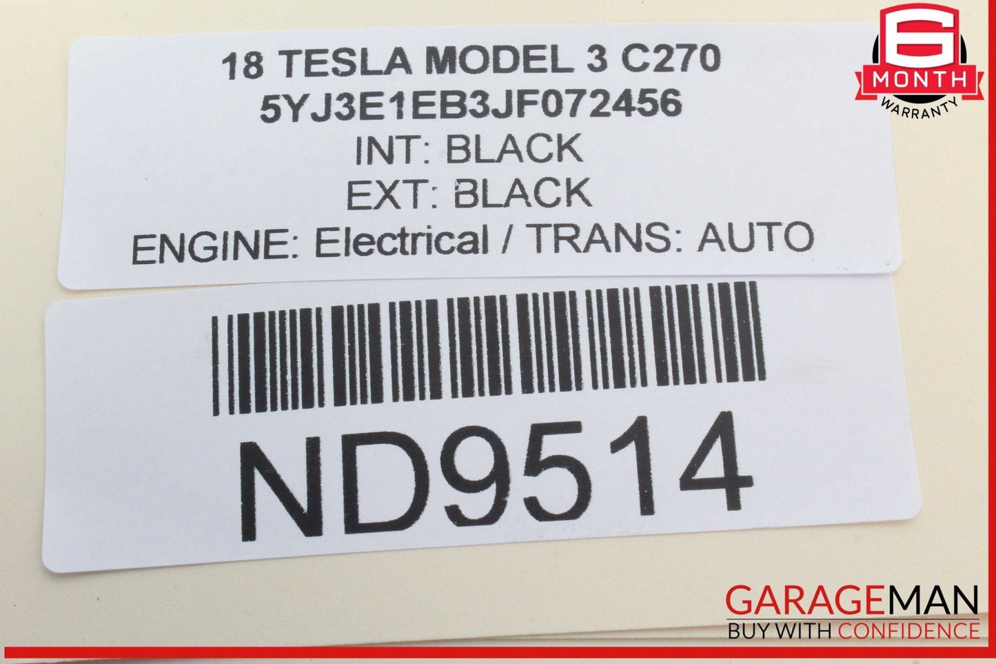 17-23 Tesla Model 3 Front Left Driver Door Rear View Mirror Glass OEM