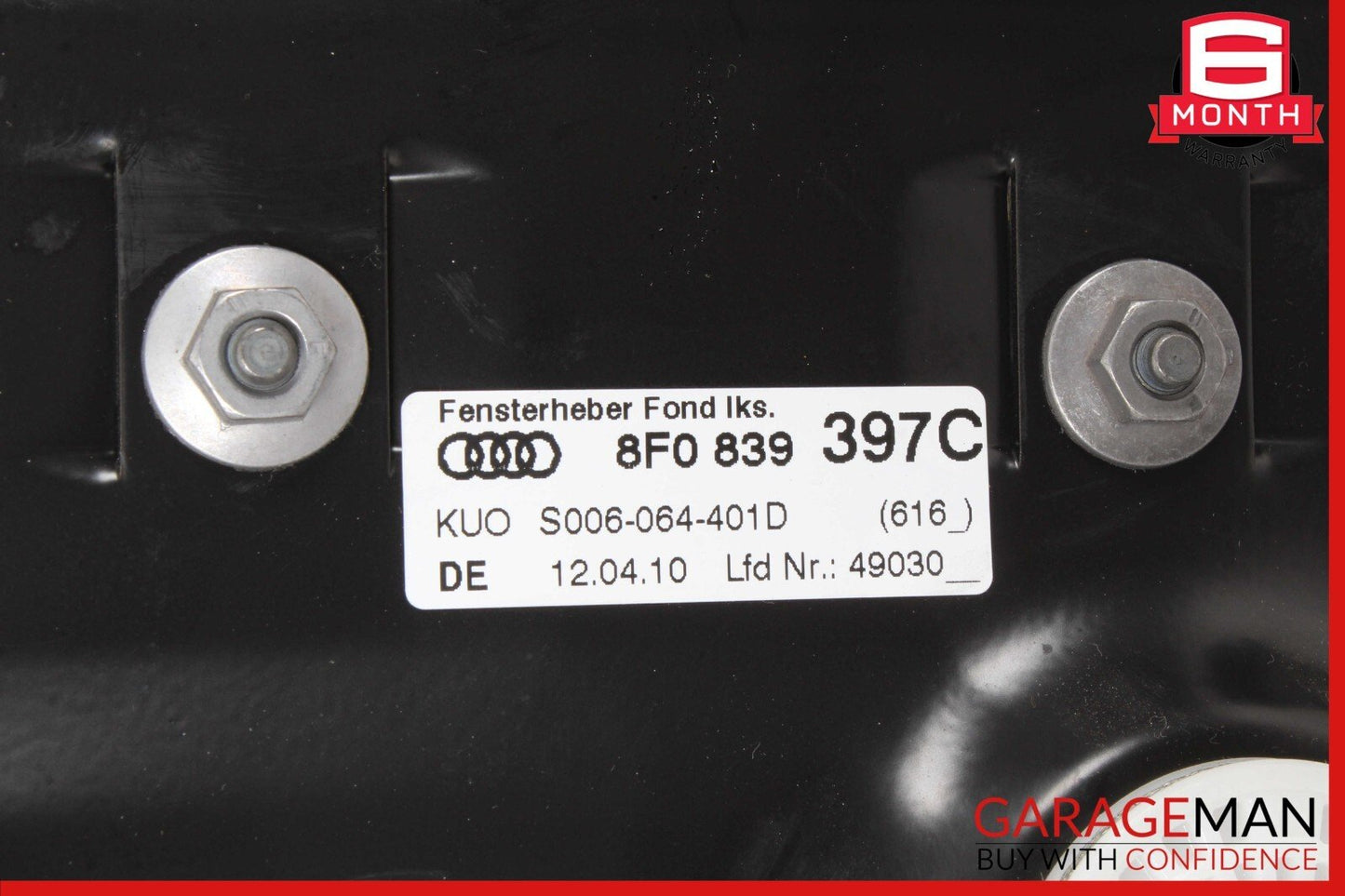 10-17 Audi S5 A5 Convertible Rear Left Quarter Window Regulator Motor Plate OEM