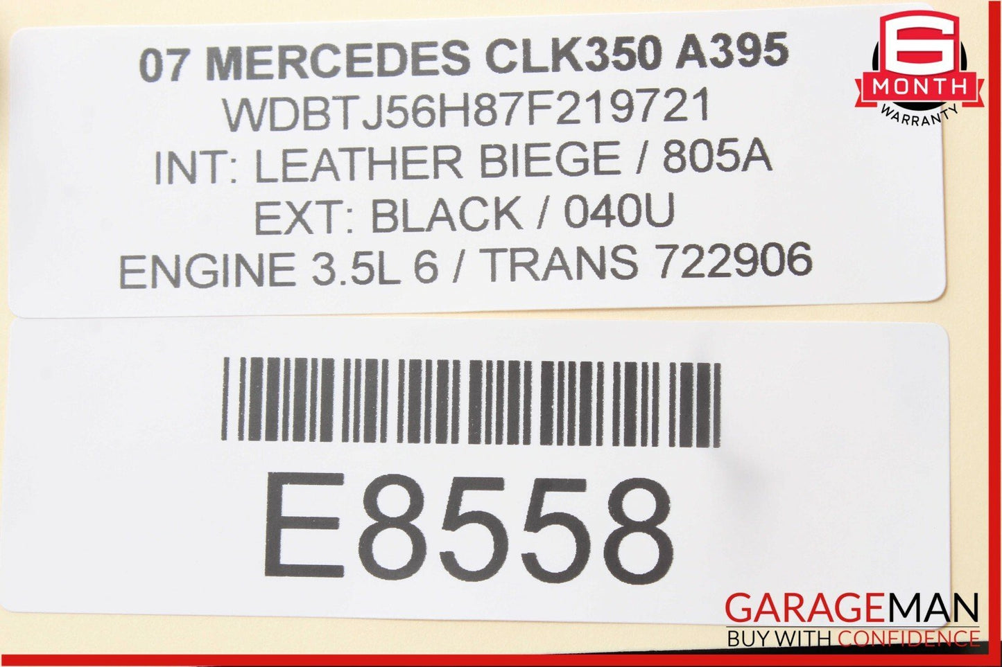 02-09 Mercedes W209 CLK350 C230 Sunvisor Sun Visor Right Passenger Side Beige