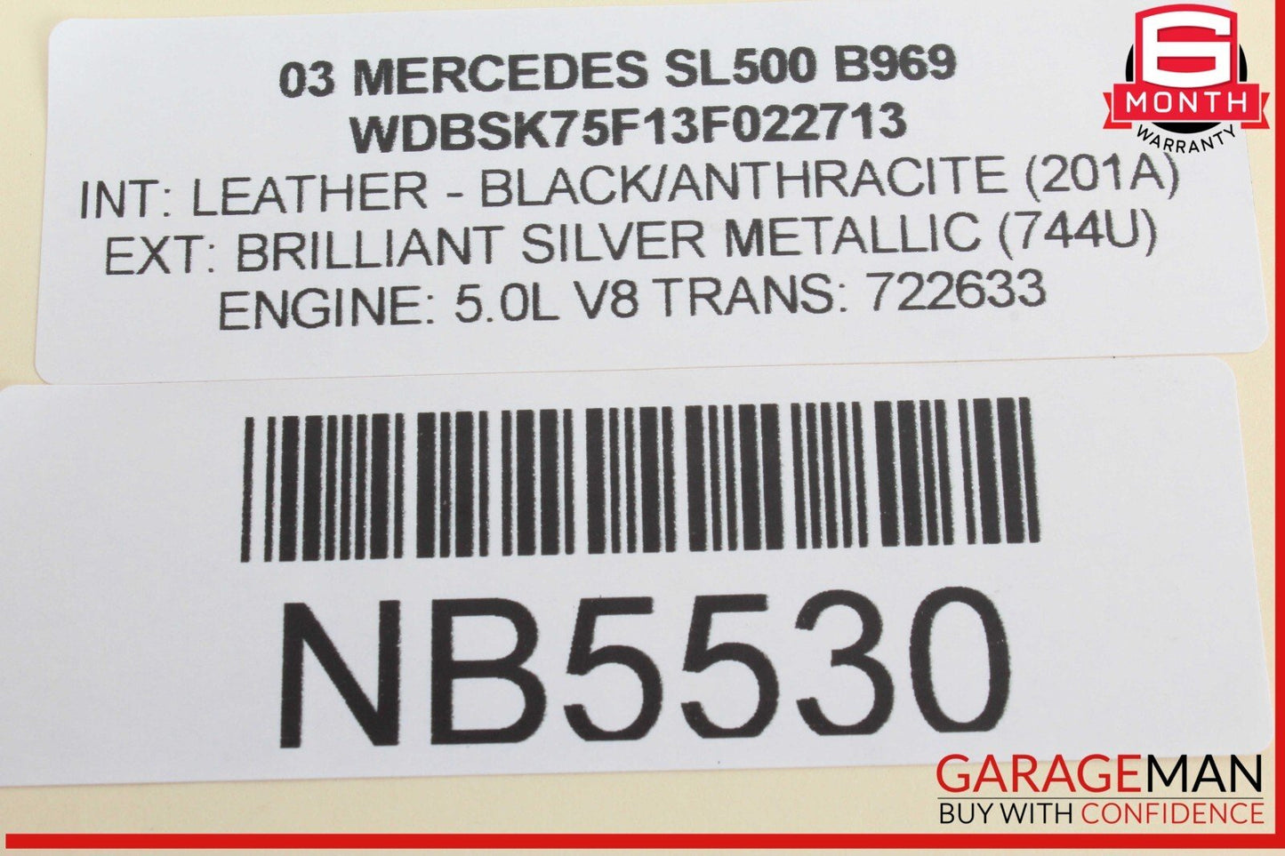 03-08 Mercedes R230 SL500 Steering Column Control Switches Assembly Black OEM