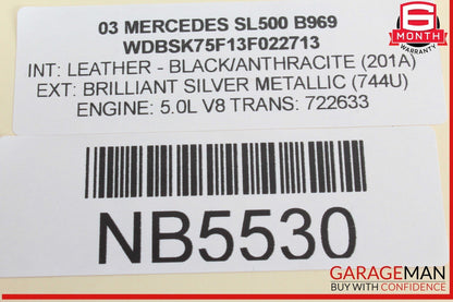 03-08 Mercedes R230 SL500 Steering Column Control Switches Assembly Black OEM