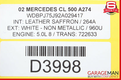 00-06 Mercedes W215 CL500 CL55 AMG Rear Bumper Reinforcement Impact Bracket Bar