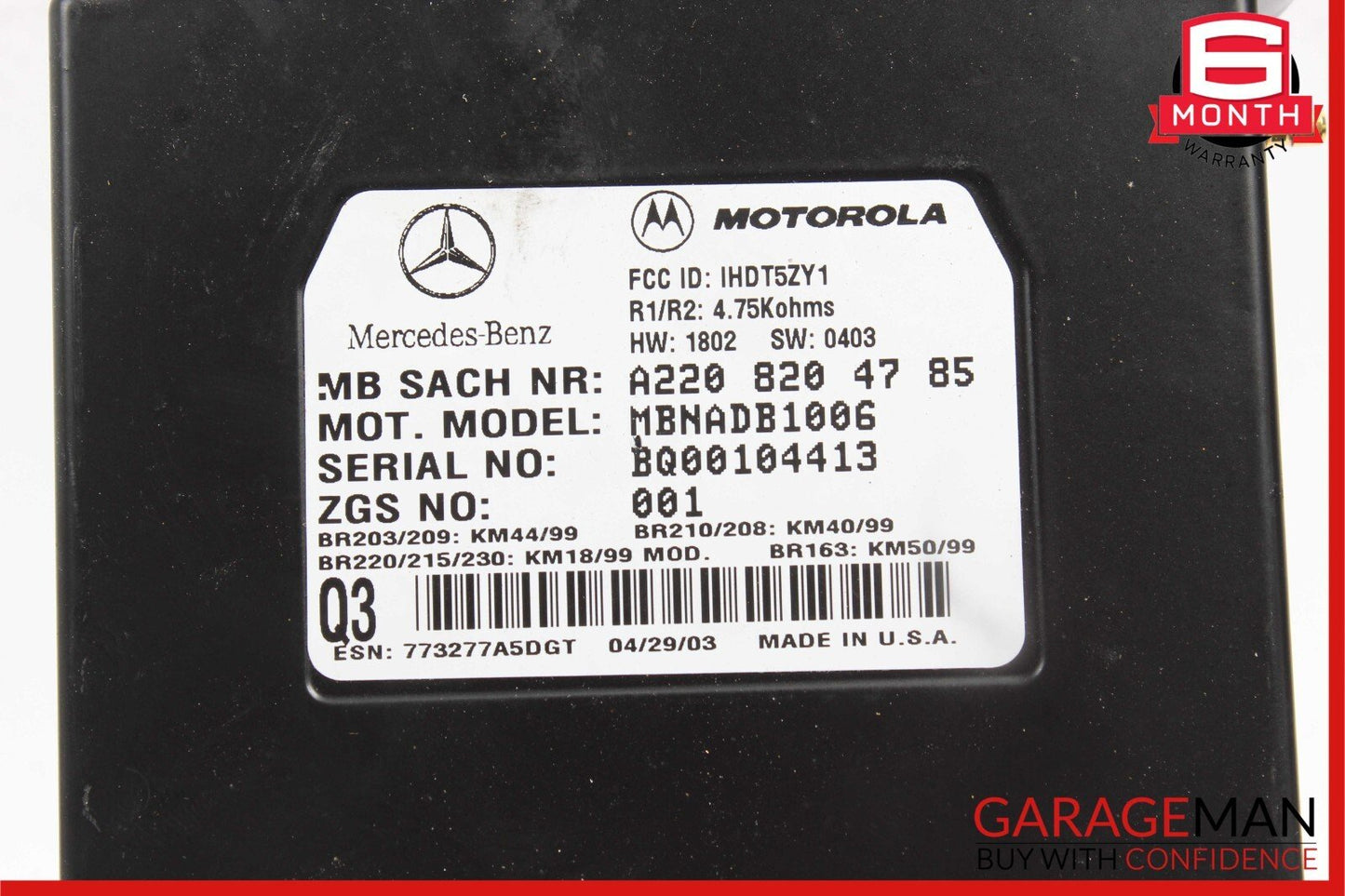 00-06 Mercedes W215 CL55 AMG ML500 Voice Phone Communication Control Module OEM