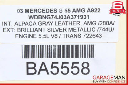 03-06 Mercedes W220 S55 AMG Front Right Side Seat Belt Seatbelt Retractor OEM