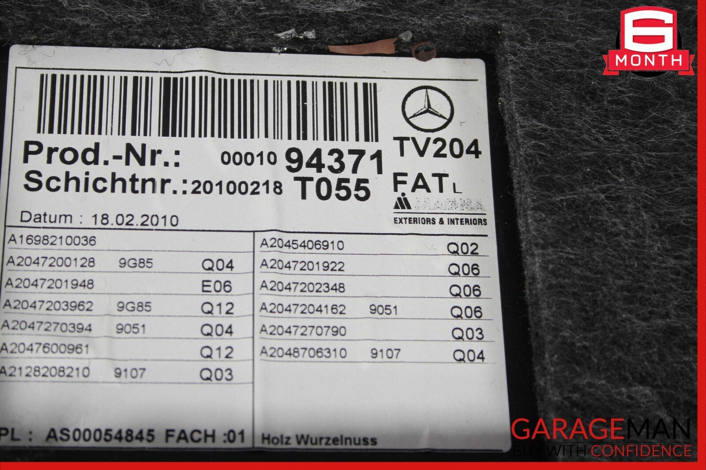 10-15 Mercedes X204 GLK350 GLK250 Front Left Interior Door Trim Panel Assembly