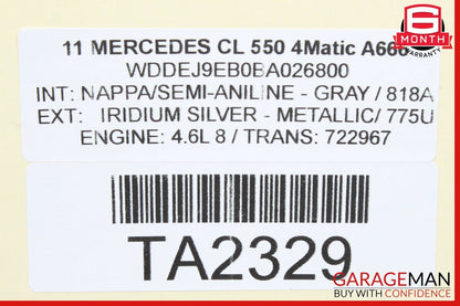 07-14 Mercedes W216 CL550 CL63 AMG Rear Left Driver Side Dome Light Lamp Grey