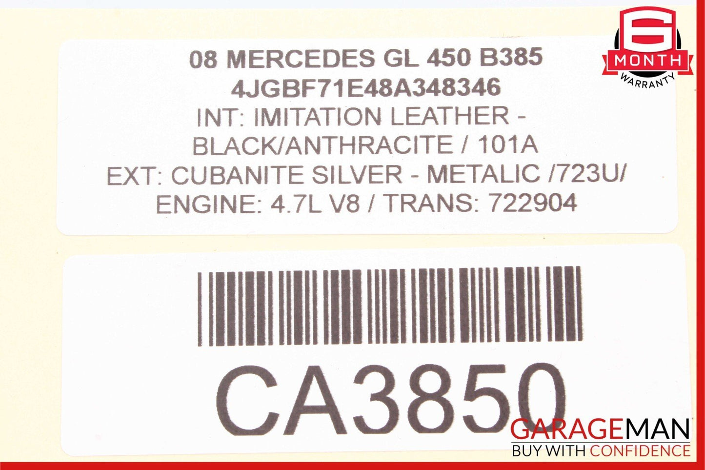 07-08 Mercedes GL450 GL320 Front Left Side Mirror Door Rear View Cubanite Silver