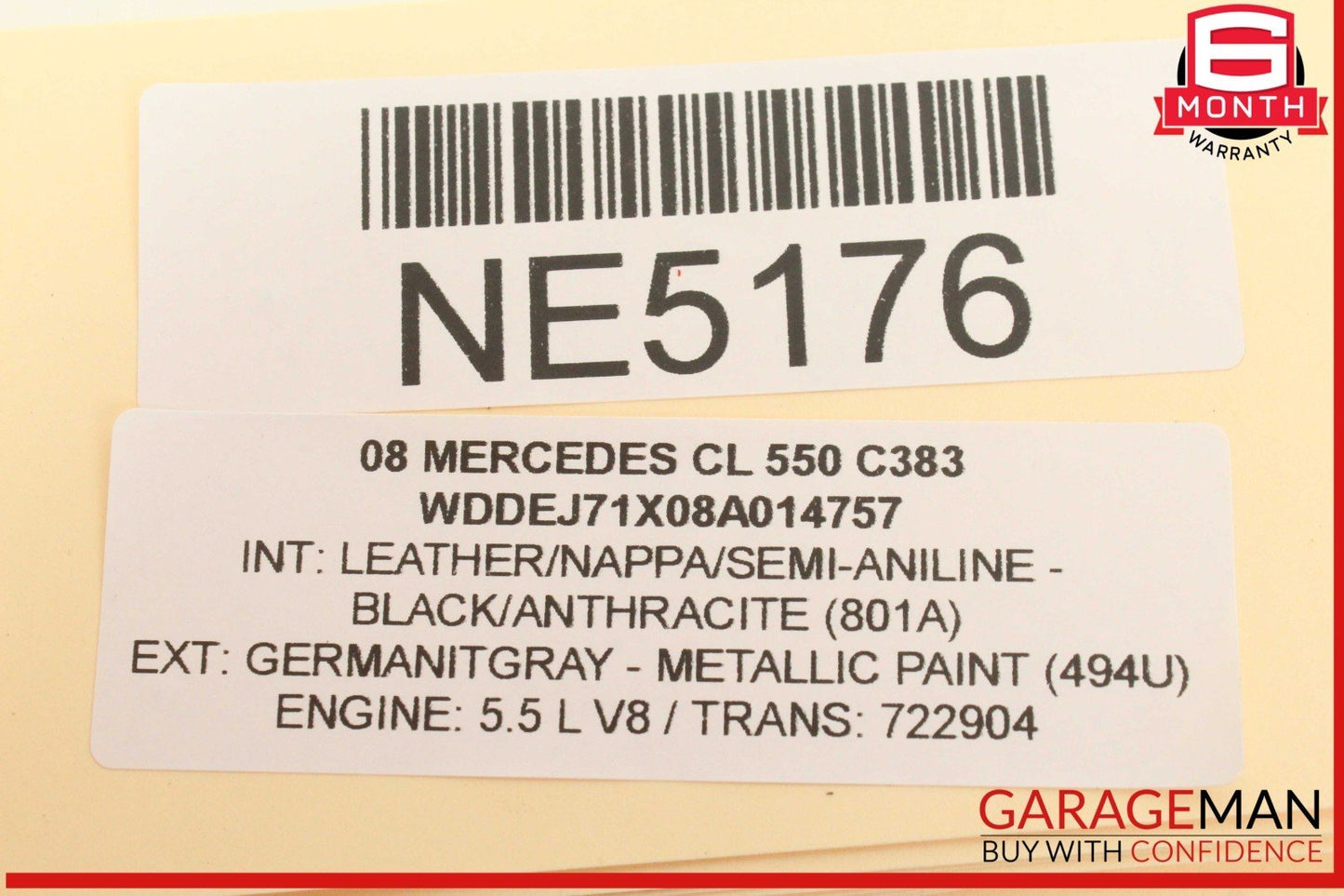 07-14 Mercedes W216 CL550 Front Right Passenger Side Sun Visor Sunvisor Gray OEM
