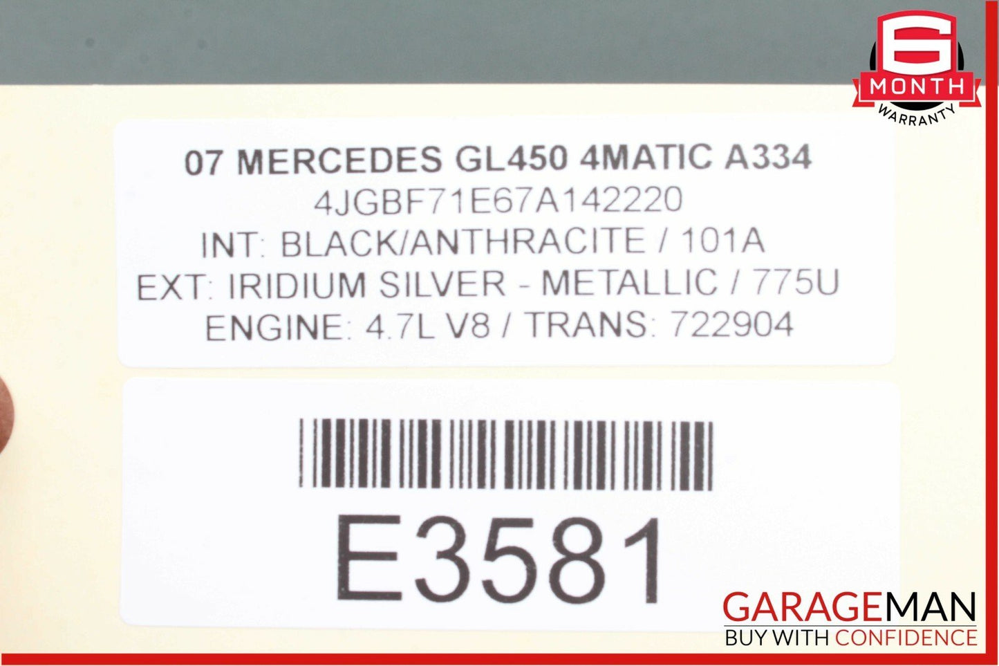 06-12 Mercedes X164 GL450 GL550 ML450 Rear Bumper Reinforcement Impact Bar OEM