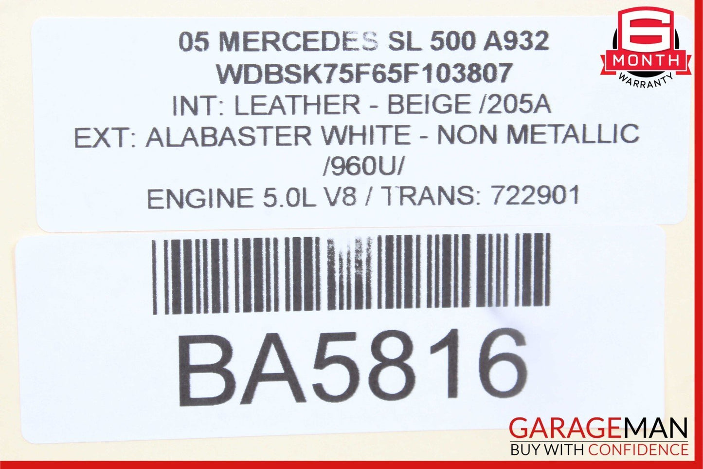 03-08 Mercedes R230 SL500 SL550 SL65 AMG Roof Convertible Top Module Control OEM