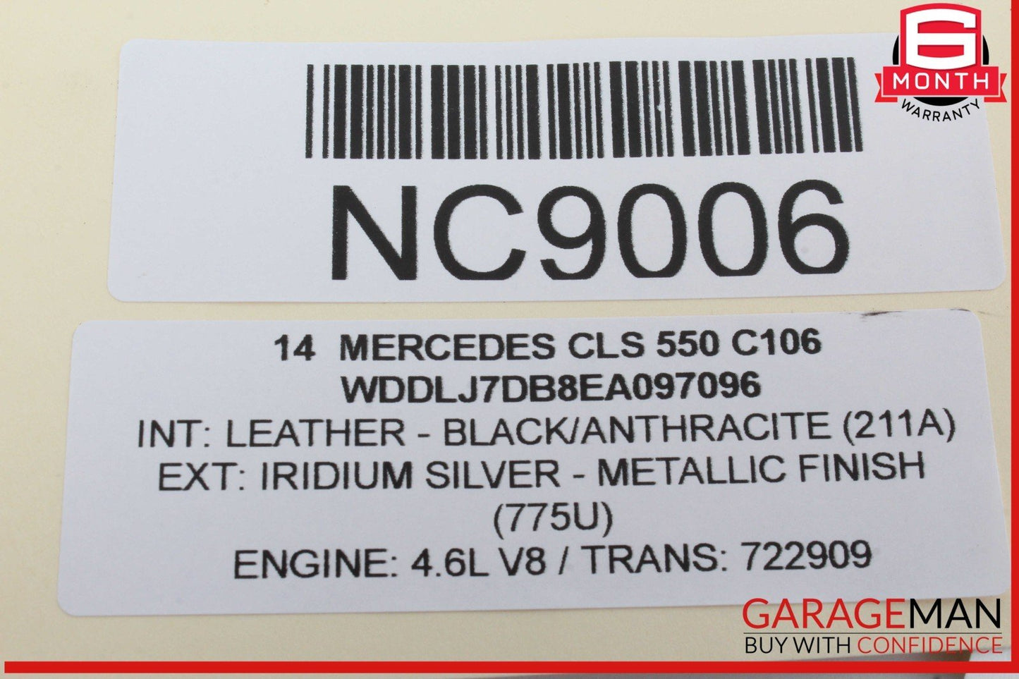 10-16 Mercedes W218 CLS550 C250 E400 Interior Rear View Mirror Black 2048104217