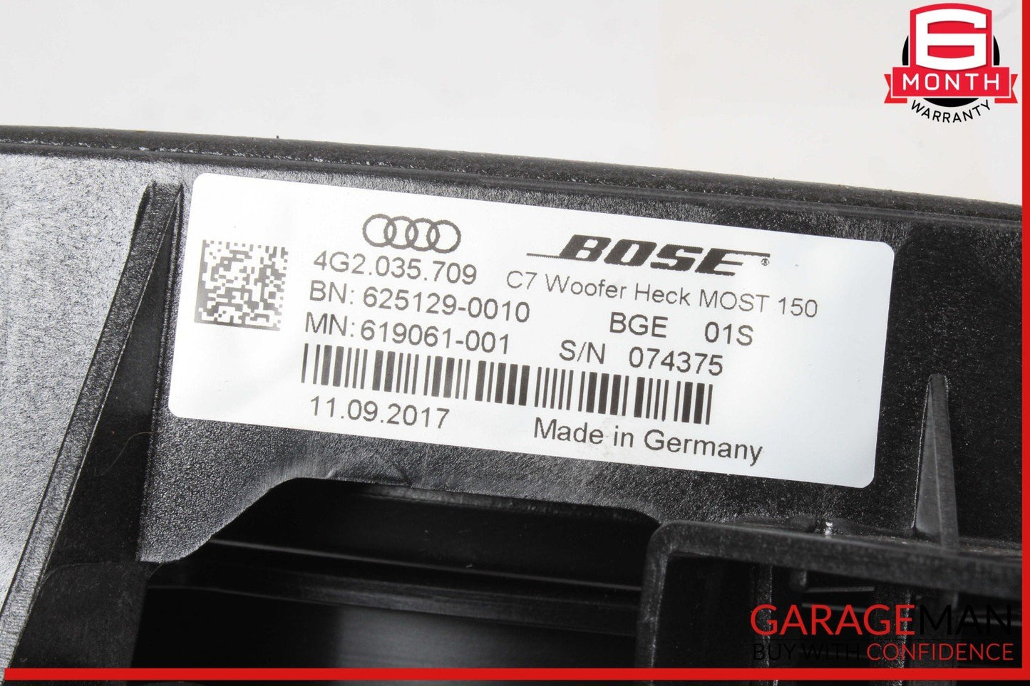 16-18 Audi A6 Rear Deck Shelf Panel Center Subwoofer Sub Woofer Speaker OEM