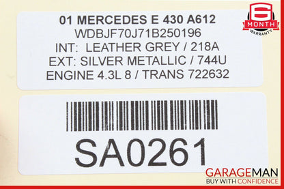 96-03 Mercedes W210 E320 Rear Left Driver Side Interior Door Panel Grey OEM
