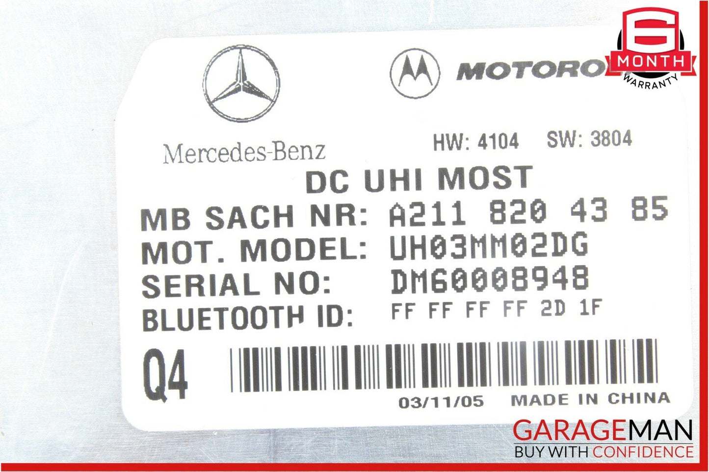 03-11 Mercedes S500 CLS500 E500 Motorola Bluetooth Communication Module OEM
