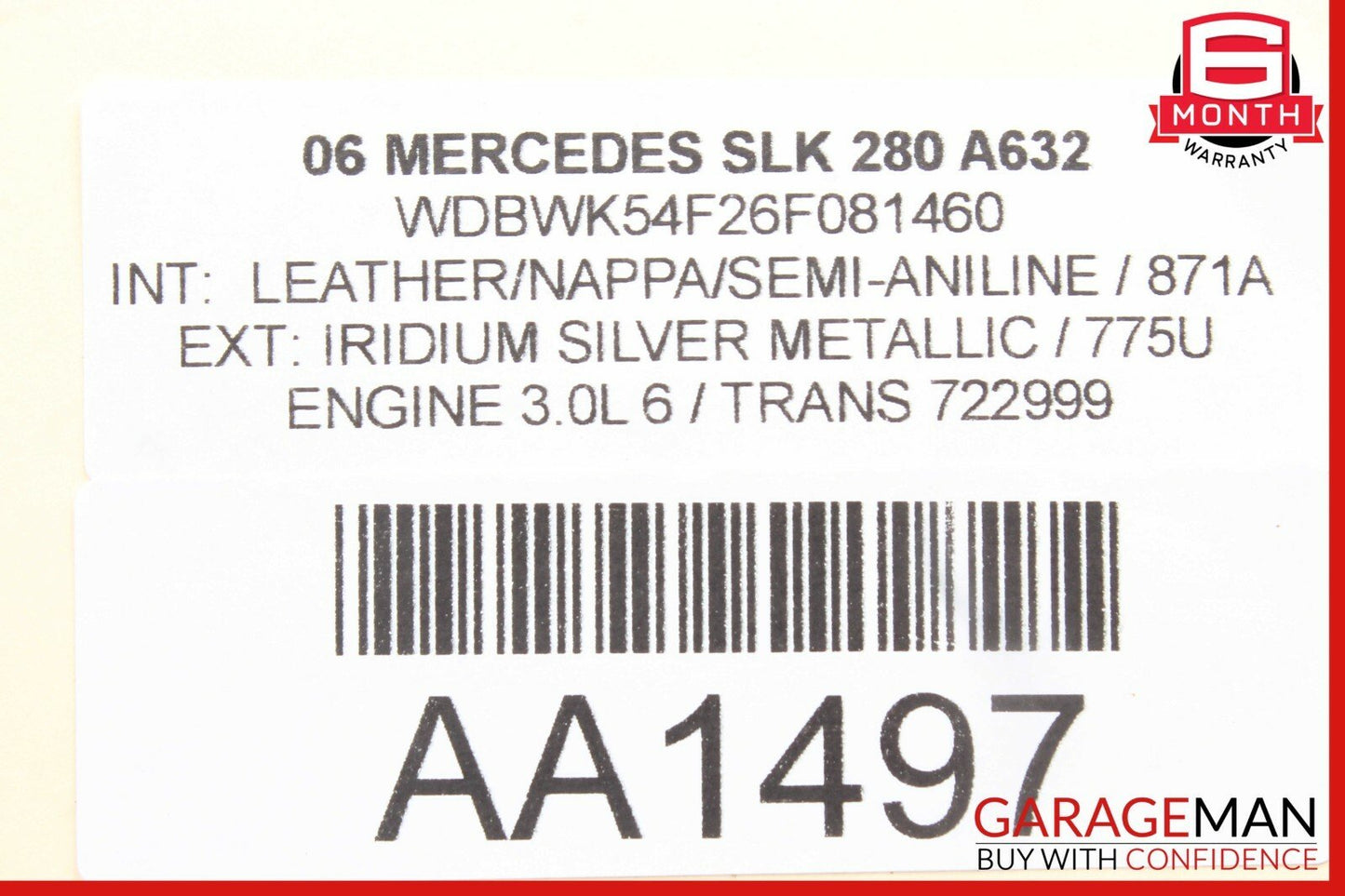 05-11 Mercedes R171 SLK280 Left Driver Side Exterior Door Handle OEM