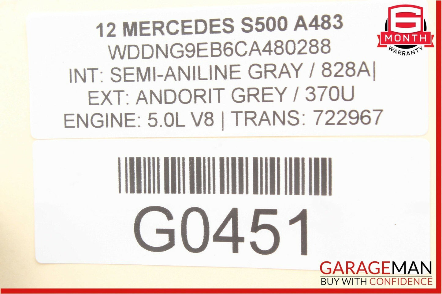 07-13 Mercedes S550 CL550 Front Right Sun Visor Sunvisor Shade Cover Gray Suede