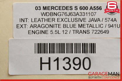 00-06 Mercedes W220 S430 Rear Right Keyless Go Exterior Door Handle OEM
