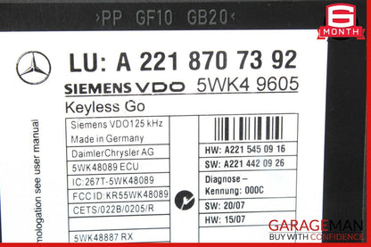 07-13 Mercedes W221 S550 S600 S63 AMG Door Keyless Go Entry Control Module Unit