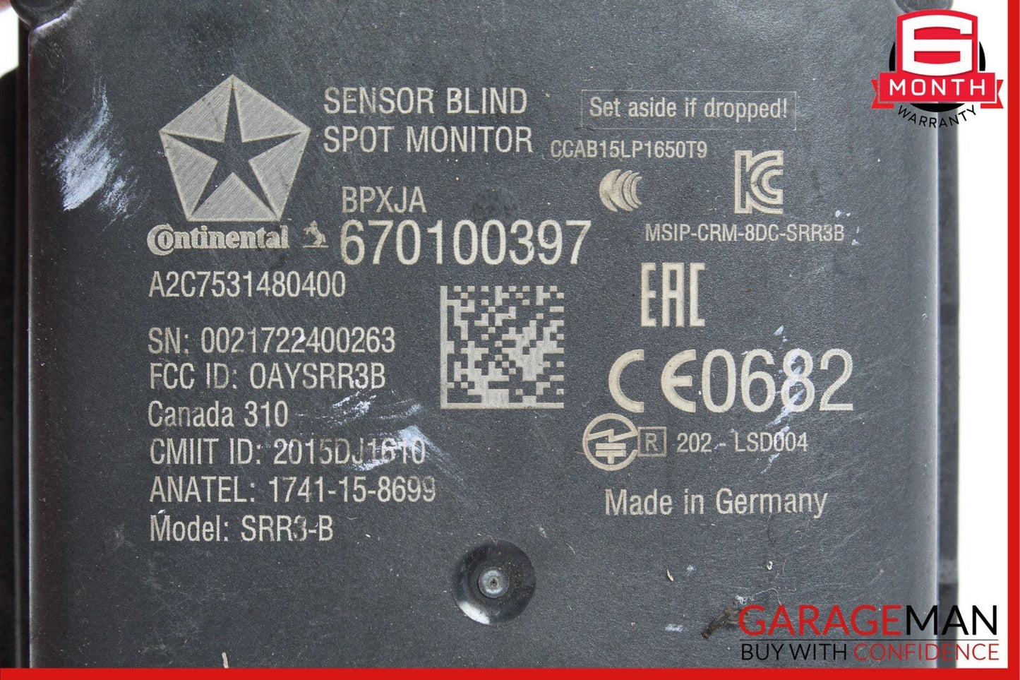 14-17 Maserati Ghibli S Blind Spot Control Module Blind Spot Monitor 670100397