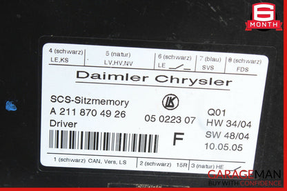 03-11 Mercedes CLS500 ML350 GL450 E350 Front Left Side Seat Control Module