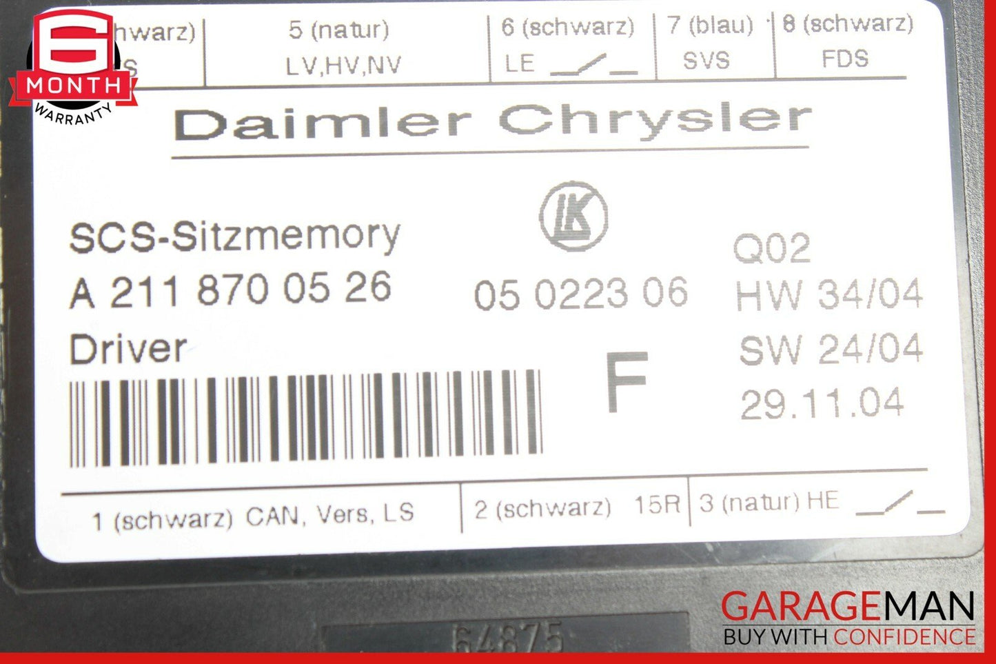 03-11 Mercedes W219 CLS500 E500 Front Left Driver Side Seat Control Module OEM