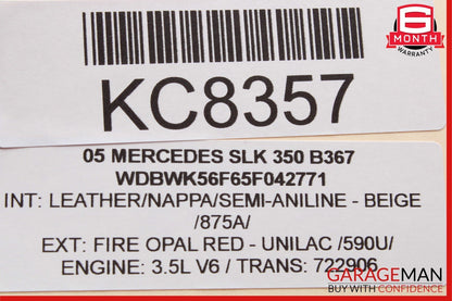 05-08 Mercedes R171 SLK350 Front Right Passenger Side Seat Belt Cover Trim Panel