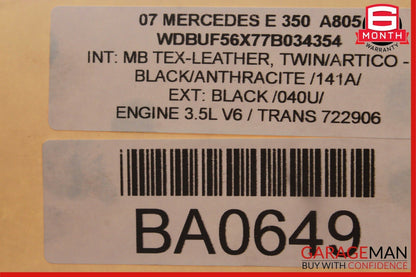 07-09 Mercedes W211 E350 Front Right / Left Seat Headrest Head Rest Black OEM