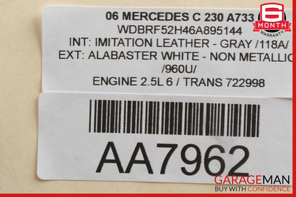 01-07 Mercedes W203 C230 C320 Rear Right Door Lock Latch Actuator 2037300435 OEM