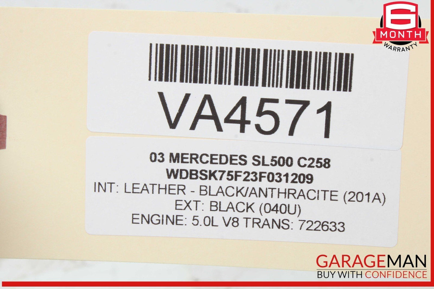 03-06 Mercedes R230 SL500 CLK500 Left Driver Side Exhaust Manifold OEM